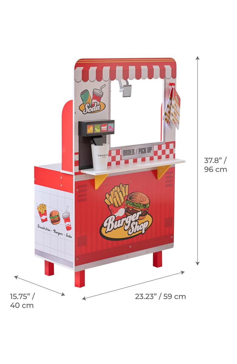 Teamson Kids Burger Shop Stand Playset, Alternate, color, Red