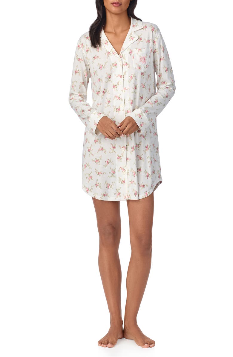 Lauren Ralph Lauren Print Cotton Sleepshirt, Main, color, 