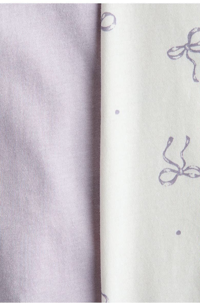 H&M 2-pack Zip-up Sleepsuits, Alternate, color, Light Purple/Bows