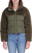 Sebby Faux Fur Mixed Media Puffer Jacket