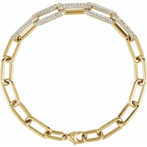 1 1/2 Ct Lab-grown Diamond Paperclip Bracelet In 14k Gold