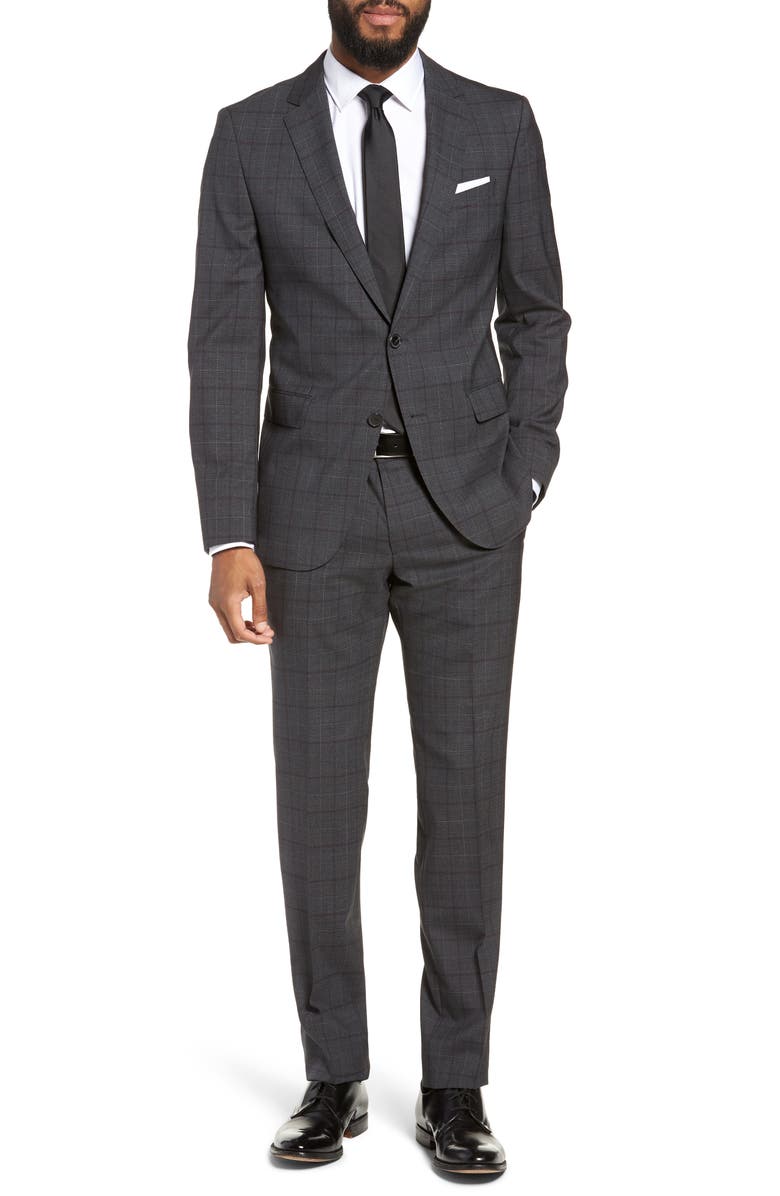 BOSS Novan/Ben Trim Fit Plaid Wool Suit, Main, color, 