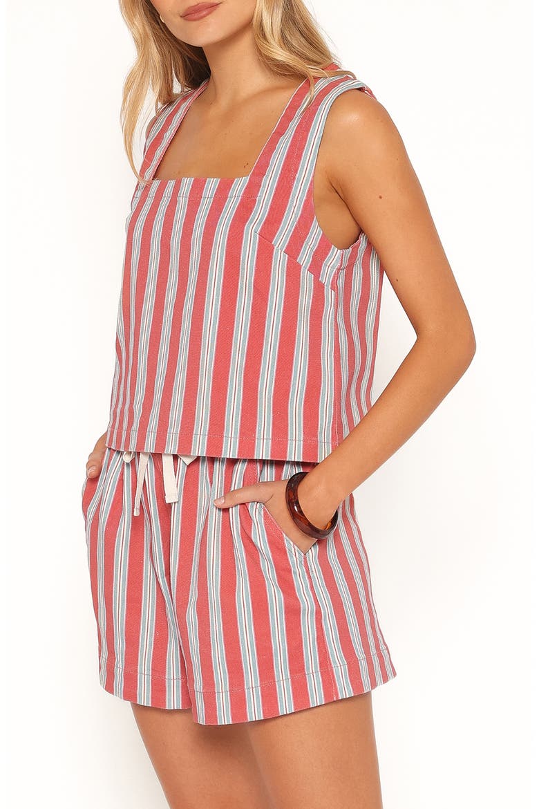 Marinda Striped Square Neck Cotton Top, Alternate, color, RED STRIPE