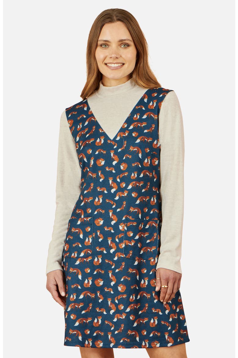 Fox Long Sleeve Layered Tunic Dress, Alternate, color, Blue