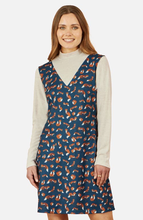 Yumi Fox Long Sleeve Layered Tunic Dress In Blue