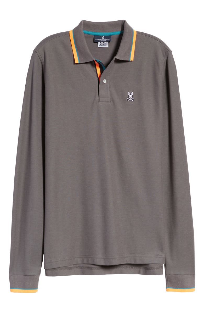 Psycho Bunny Orton Tipped Long Sleeve Piqué Polo, Alternate, color, 