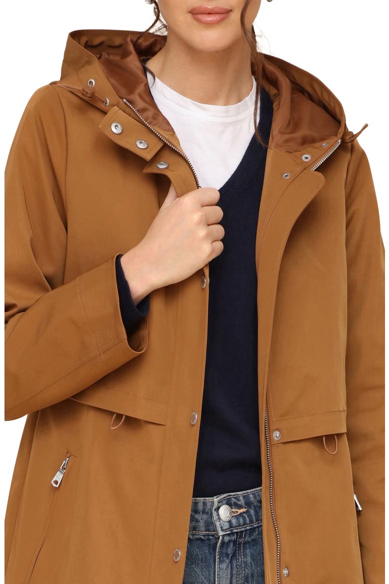 Water Resistant Twill Hooded Longline Coat, Alternate, color, COCO