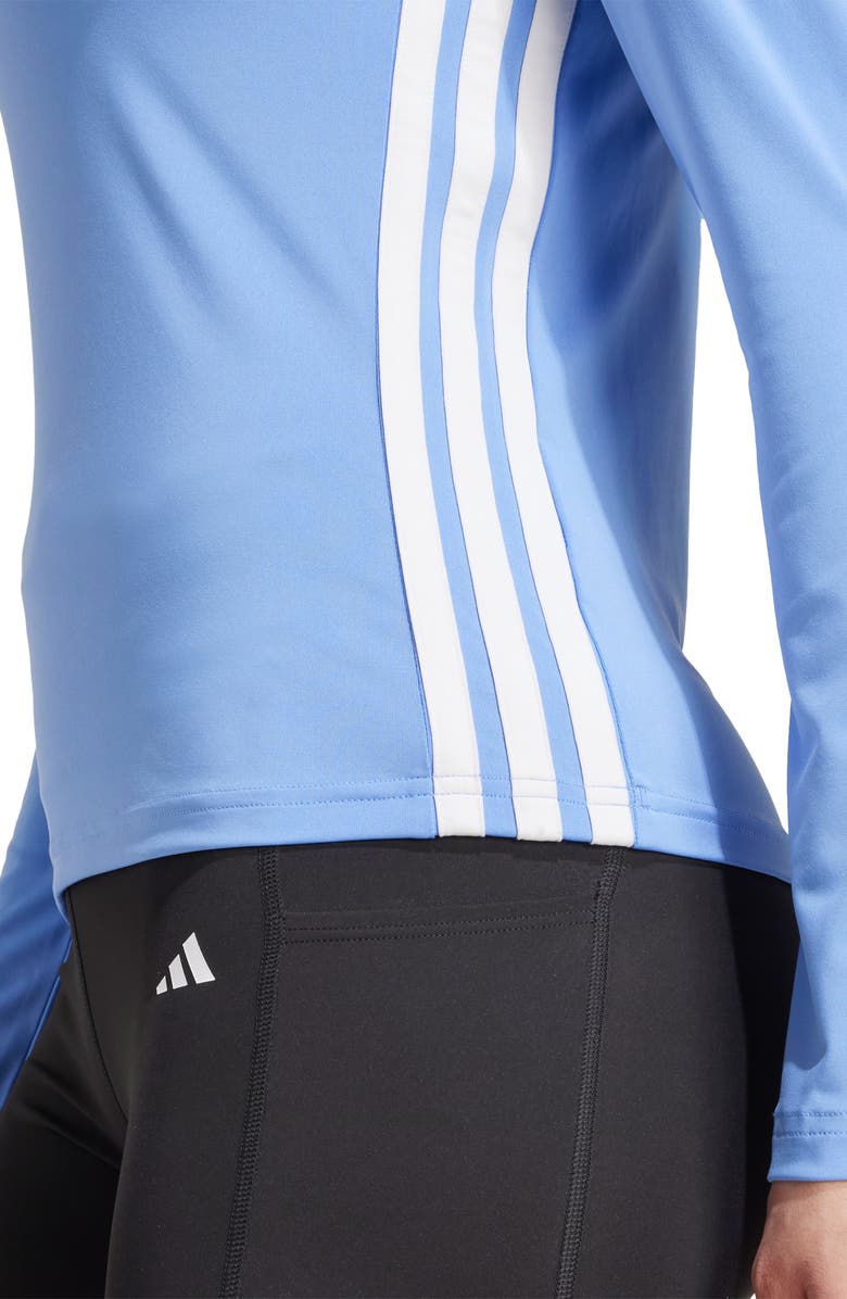 adidas Essentials Long Sleeve 3-Stripes Workout Top, Alternate, color, Blue Fusion/ White