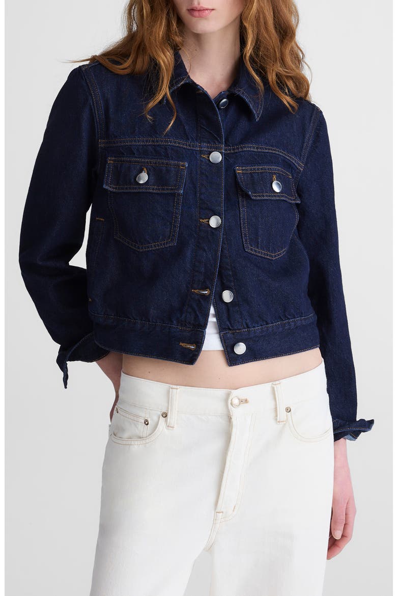 Boxy Denim Trucker Jacket, Main, color, RINSE WASH