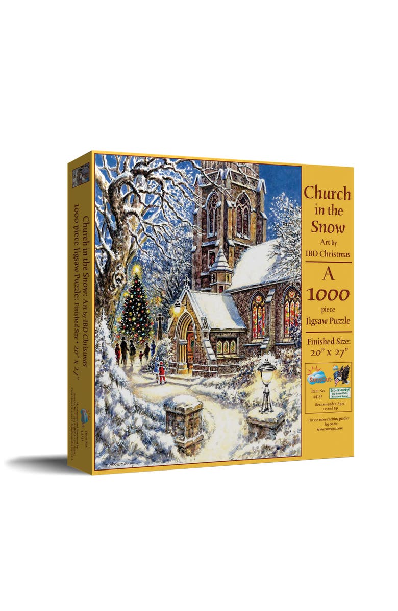 Sunsout Church in the Snow 1000 piece Jigsaw Puzzle for Adults, Main, color, Multicolor