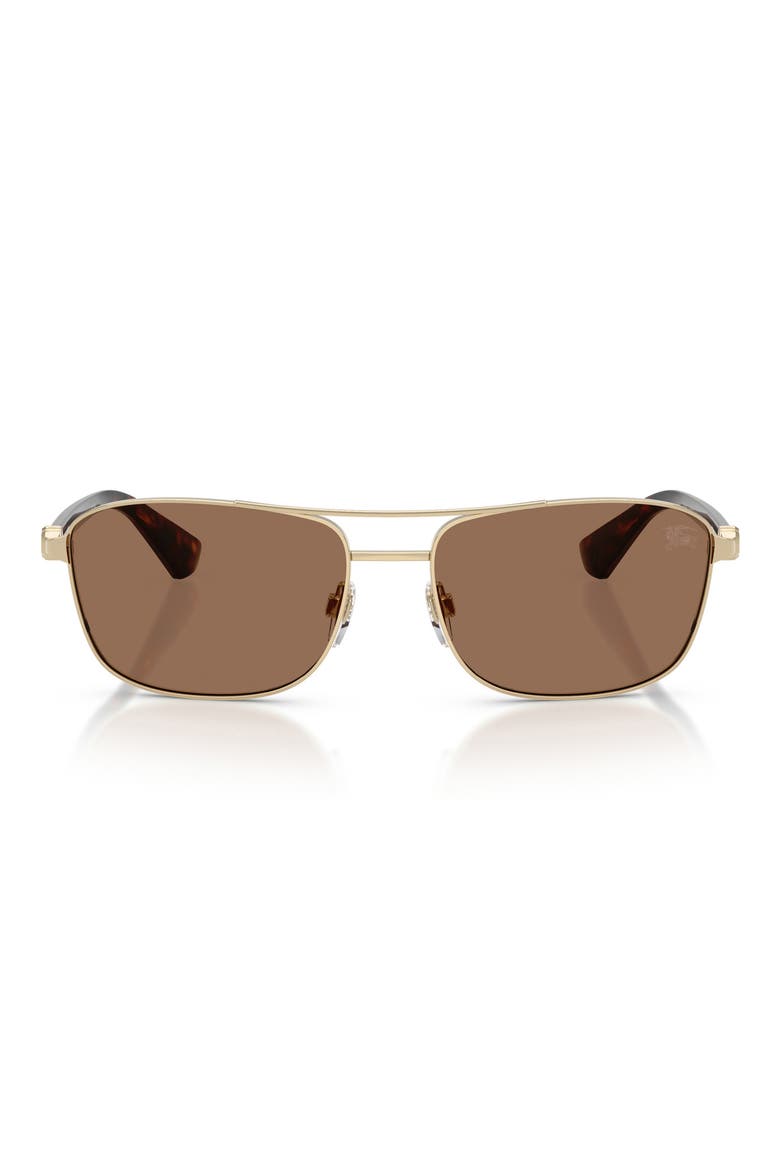 60mm Rectangular Sunglasses, Main, color, LIGHT GOLD/DARK BROWN