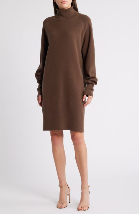 Felindane Turtleneck Long Sleeve Wool & Cashmere Sweater Dress