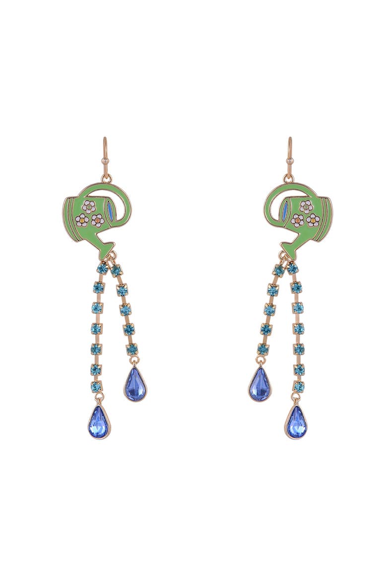 Springtime Watering Can Earrings, Alternate, color, Green
