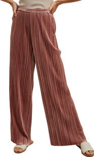 WISHLIST Velvet Accordion Pleat Wide Leg Pants