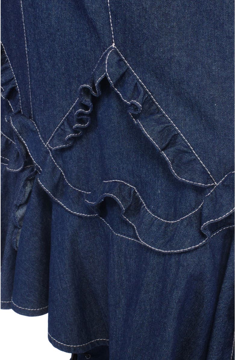 Anna Sui Denim Ruffle Maxi Skirt, Alternate, color, Denim