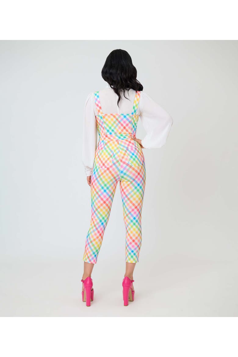 1970s Eartha Jumpsuit, Alternate, color, White Rainbow Gingham