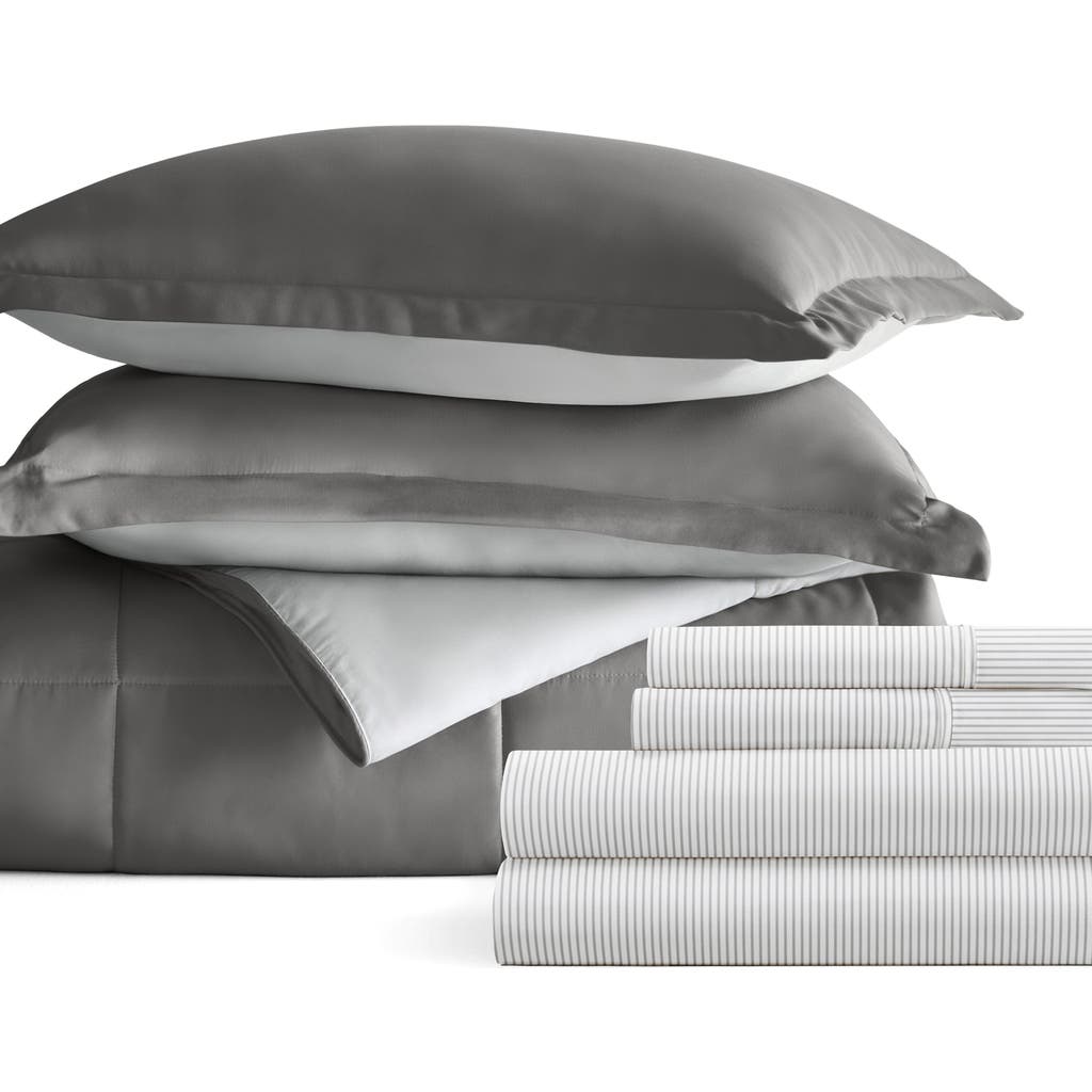 Homespun 7-piece Assorted Reversible Comforter Set In Gray