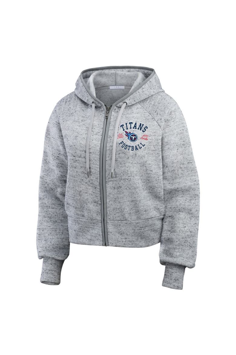 Women's WEAR by Erin Andrews  Heather Gray Tennessee Titans Speckled Fleece Cropped Full-Zip Hoodie, Alternate, color, Heather Gray