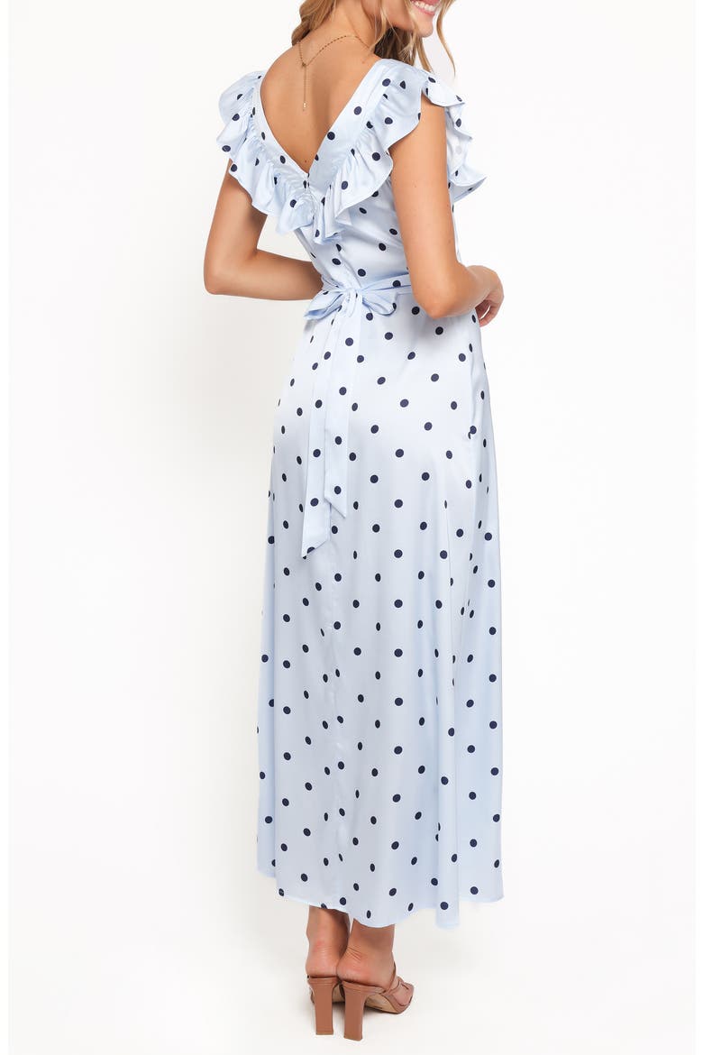 Manaris Dot Off the Shoulder Maxi Dress, Alternate, color, BLUE POLKA DOT