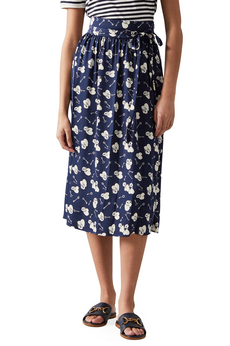 Valerie Heart Print Skirt, Main, color, MUL-NAVY/CREAM