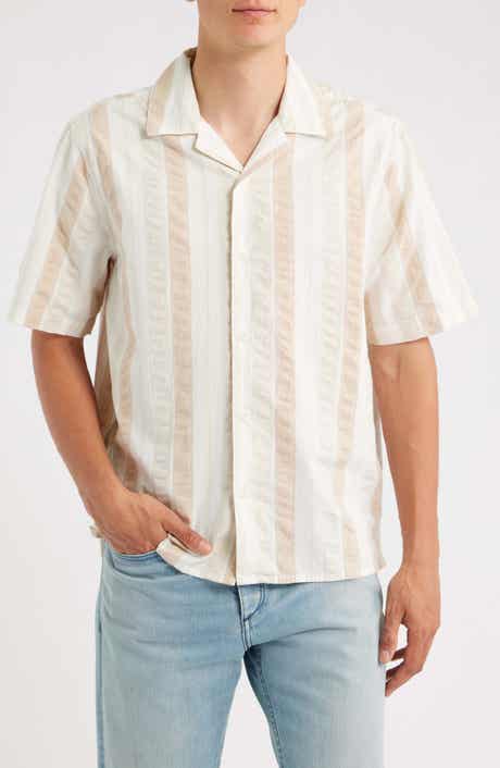 Didicot Stripe Cotton Seersucker Camp Shirt