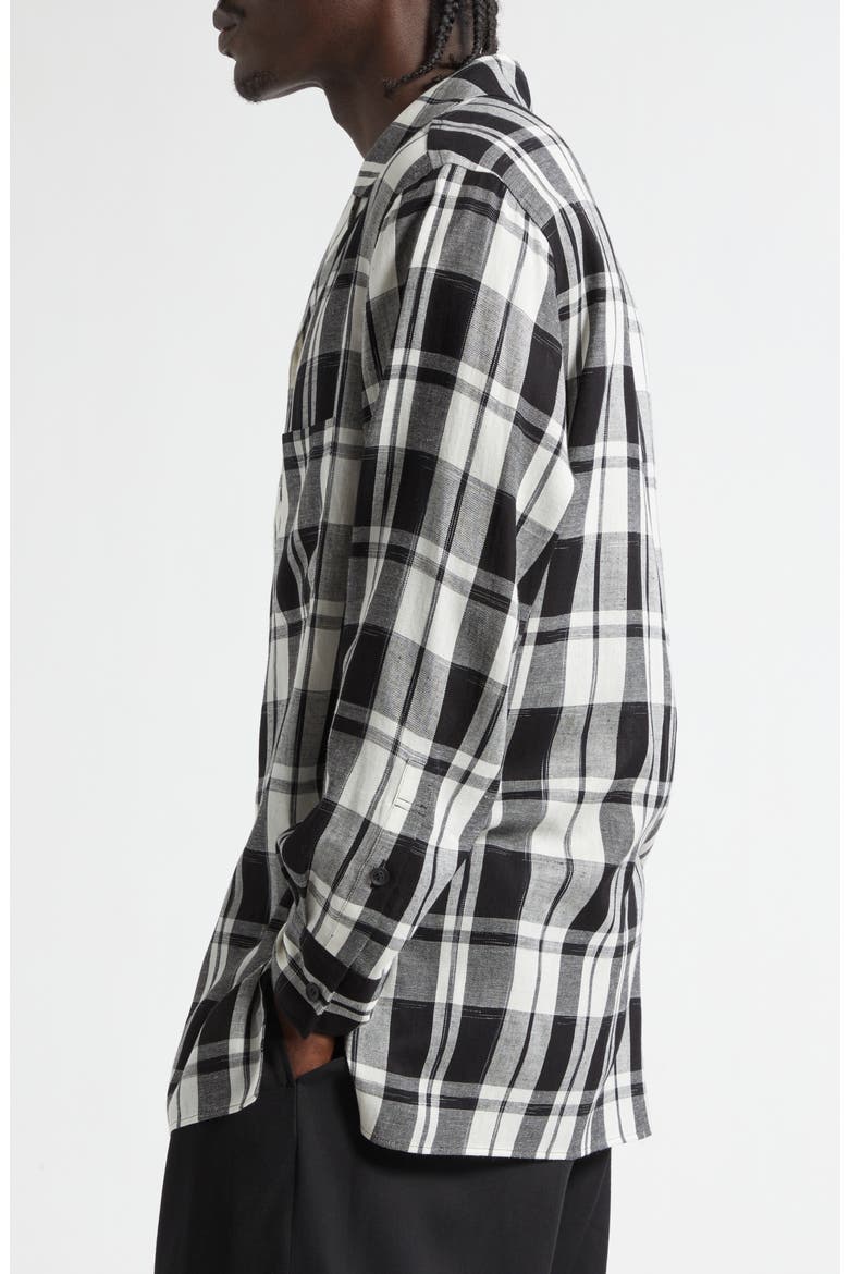 Khadi Plaid Button-Up Shirt, Alternate, color, BLACK