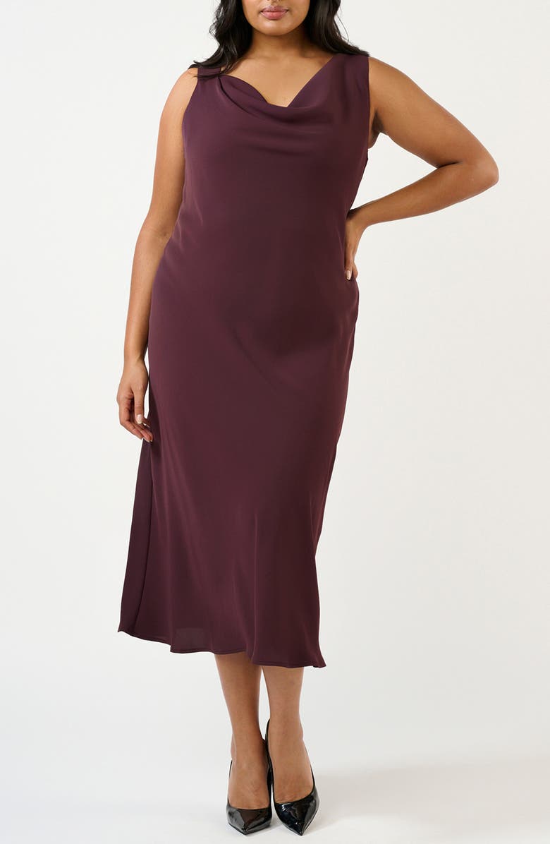 Estelle Britney Cowl Neck Midi Dress, Main, color, Plum