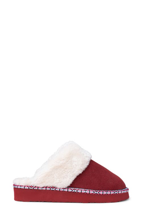 Minnetonka Cerise Faux Fur Slipper In Red