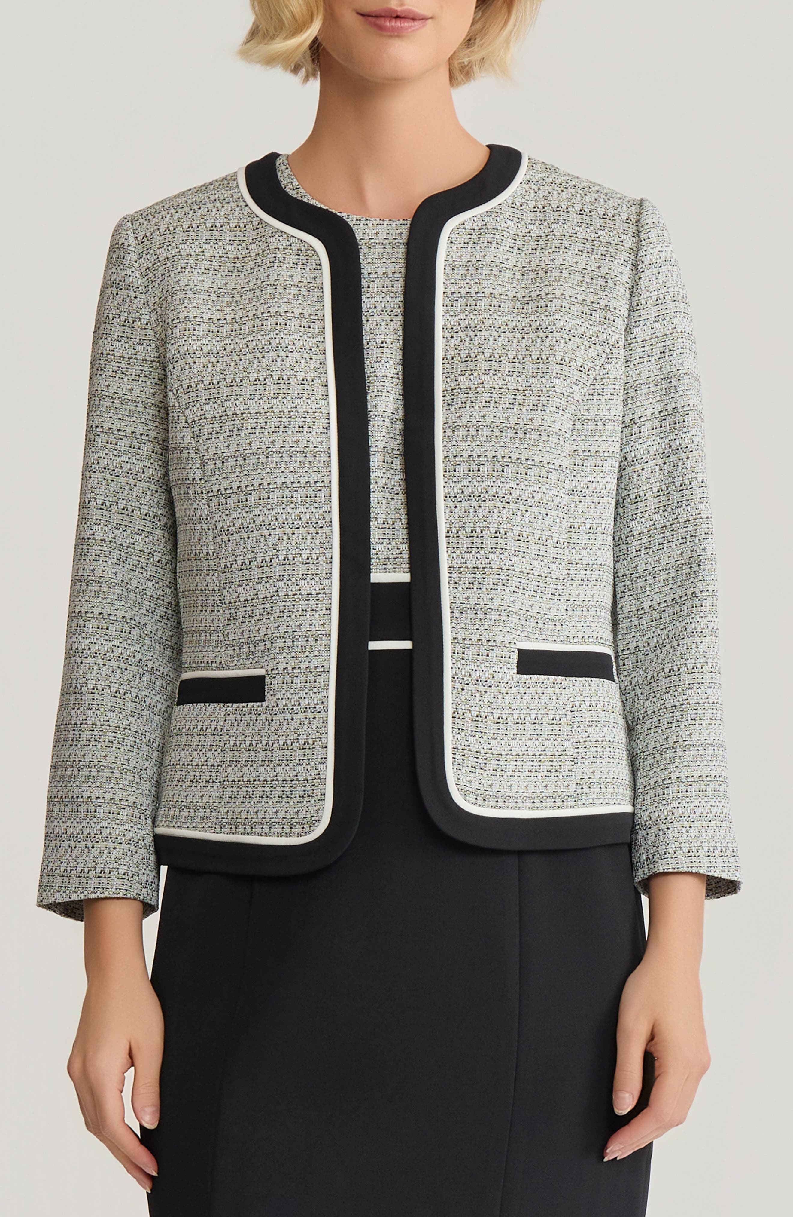 Contrast Detail Tweed Jacket