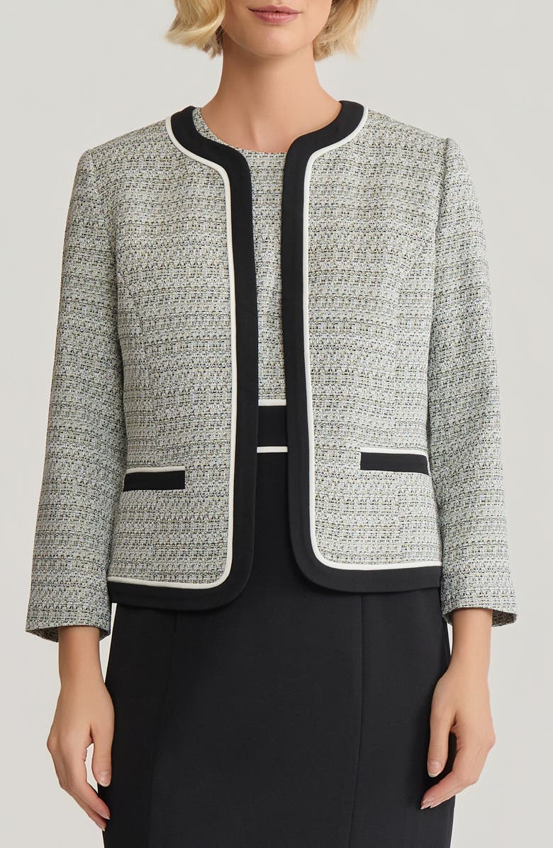 KASPER Contrast Detail Tweed Jacket, Main, color, 