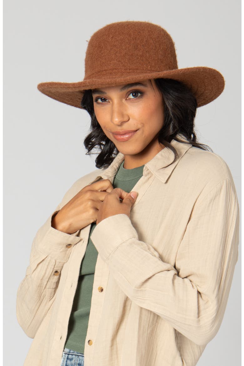 Knit Floppy Hat, Alternate, color, BROWN