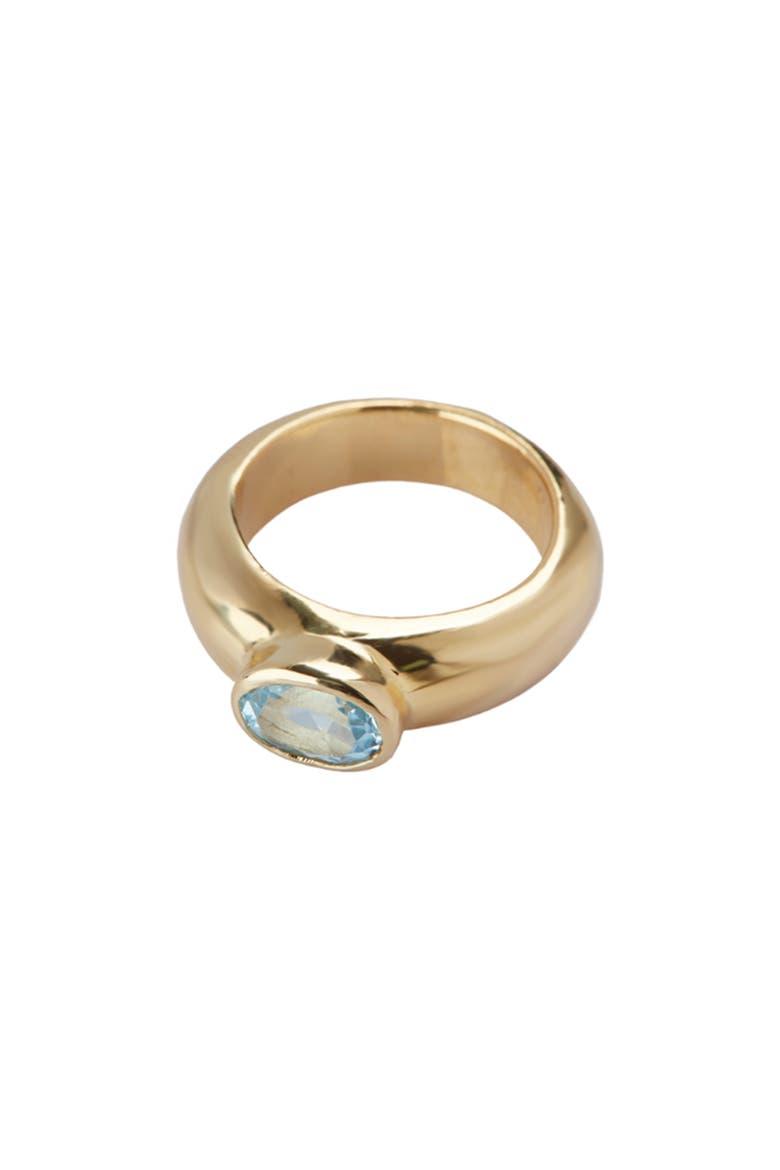 Oval Stone Chunky Ring, Main, color, GOLD /BLUE TOPAZ