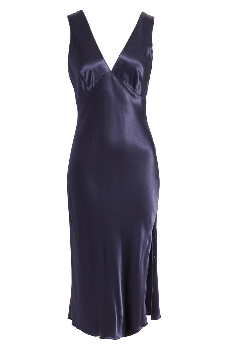 Rails Monique Sleeveless Asymmetric Hem Satin Dress, Alternate, color, Navy