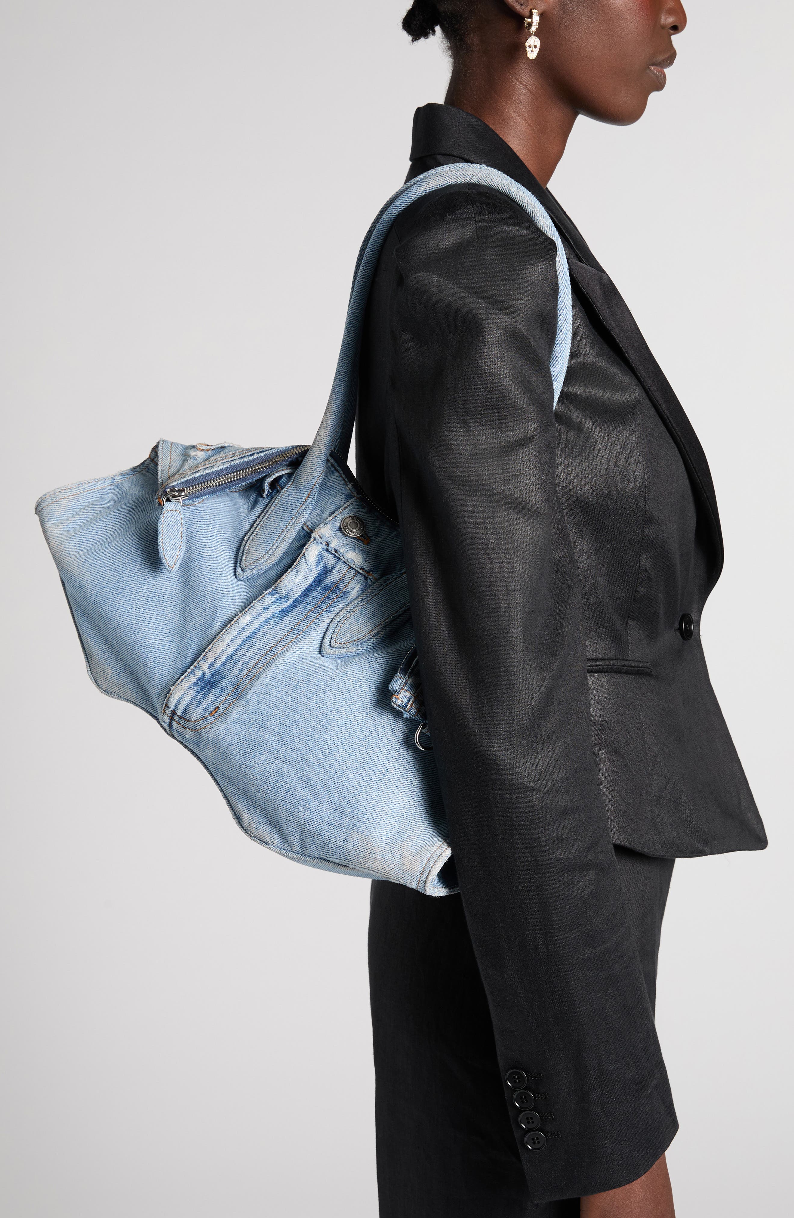Manta Denim Shoulder Bag, Alternate, color, NAVY