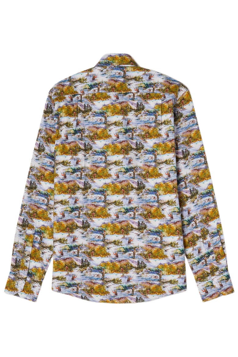 Reynolds Printed Fishing Scene Shirt, Alternate, color, Green Multi