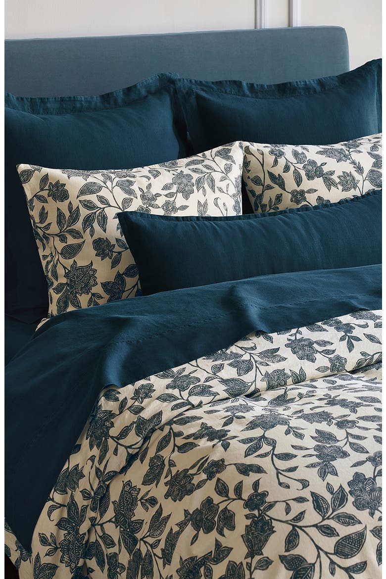 Ophelia Recycled Linen & Organic Cotton Print Sham, Alternate, color, MIDNIGHT INDIGO