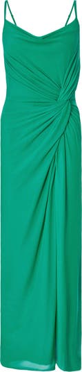 Mesh Cowl Neck Maxi Dress