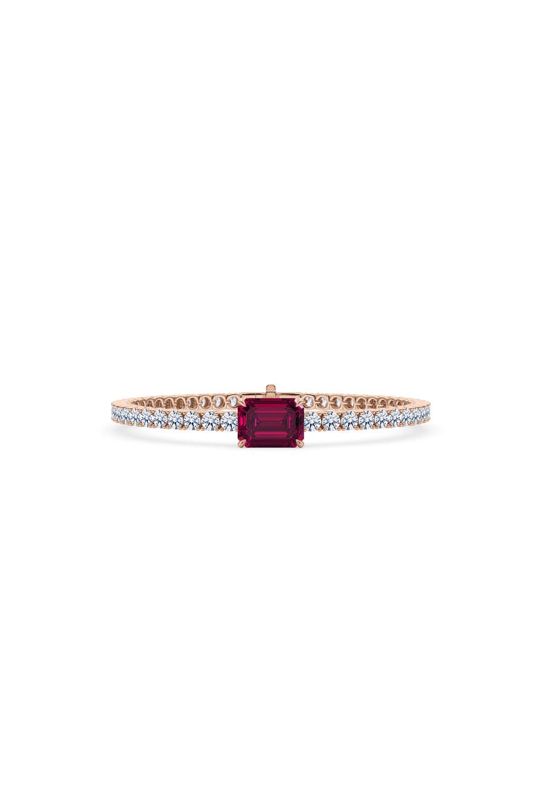 Lab Created Diamond & Garnet Birthstone Tennis Bracelet, Main, color, 18K ROSE GOLD
