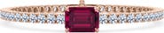 HauteCarat Lab Created Diamond & Garnet Birthstone Tennis Bracelet
