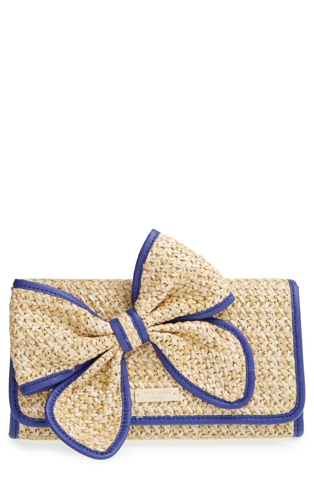 'belle place - viv' straw clutch, Main, color, NATURAL/ AEGEAN COBALT