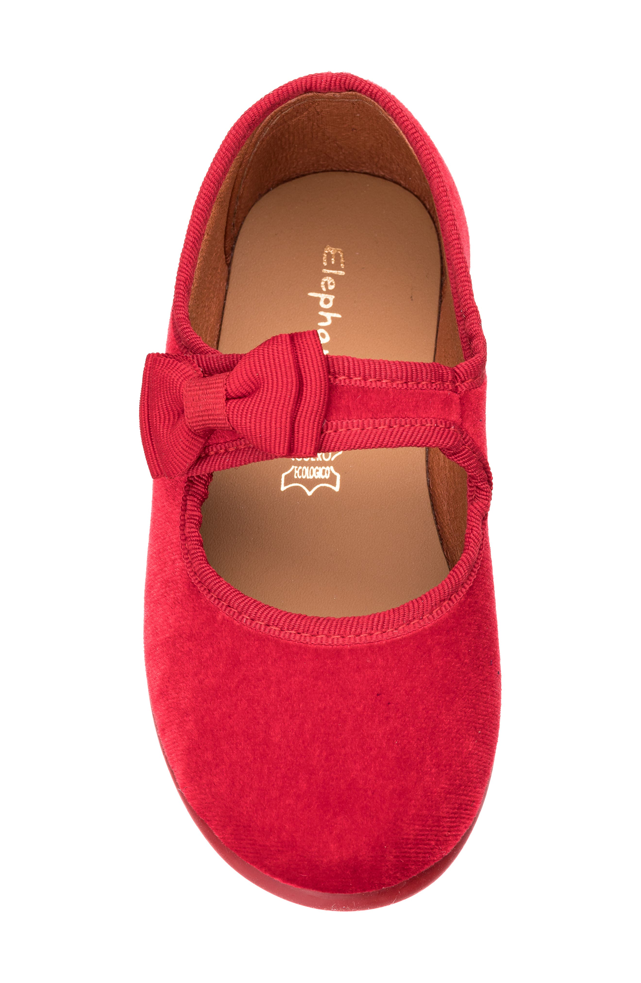 Elephantito Kids' Velvet Bow Mary Jane, Alternate, color, Red