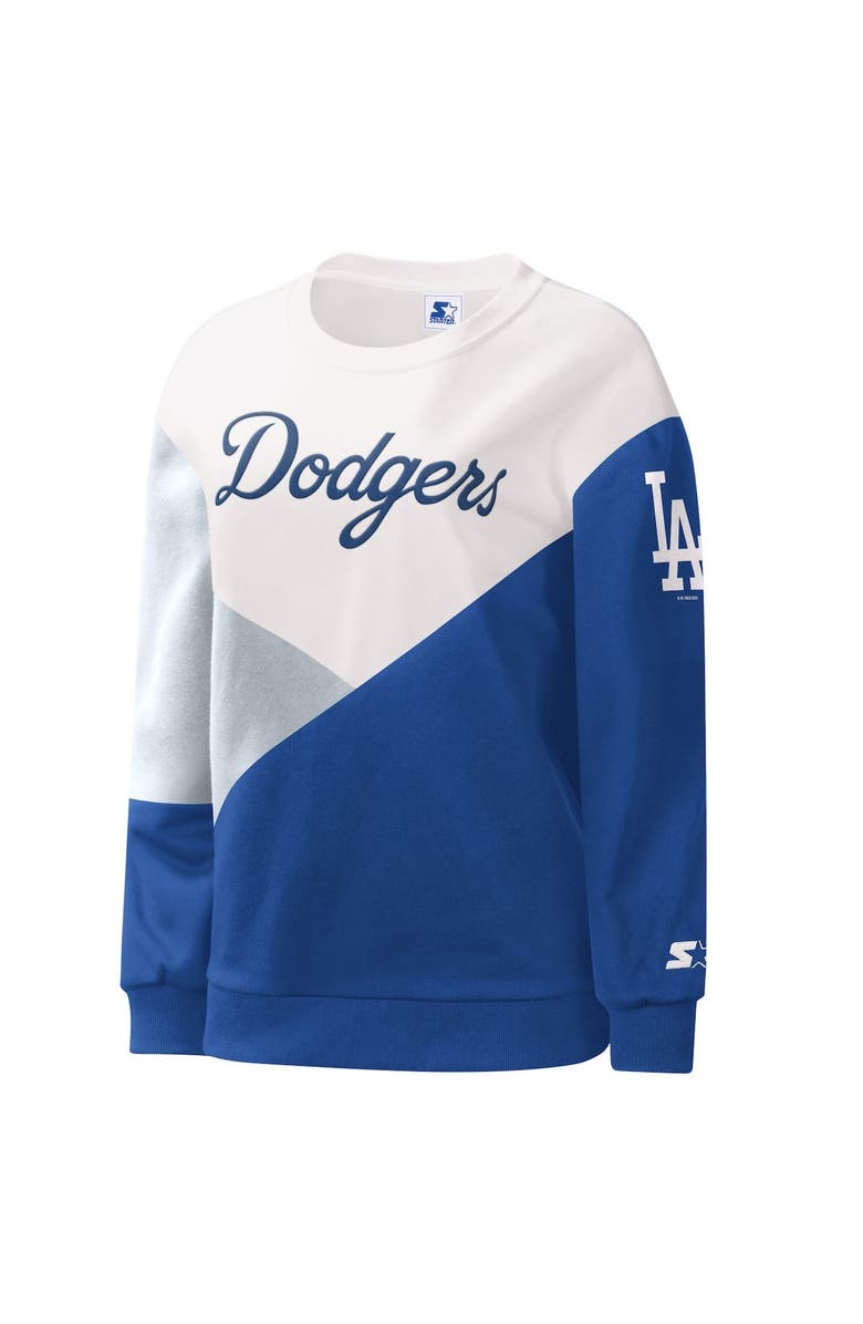 STARTER Women's Starter White/Royal Los Angeles Dodgers Shutout Pullover Sweatshirt, Alternate, color, 