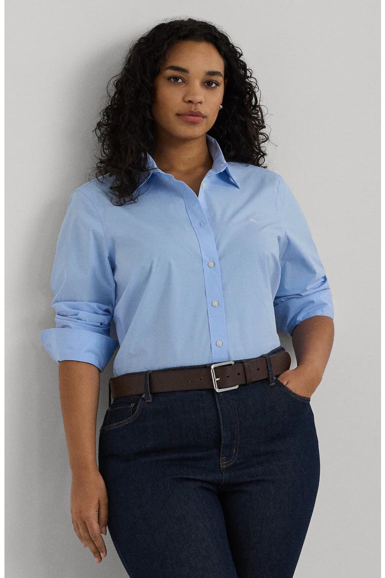 No-Iron Stretch Cotton Shirt, Alternate, color, BLUE