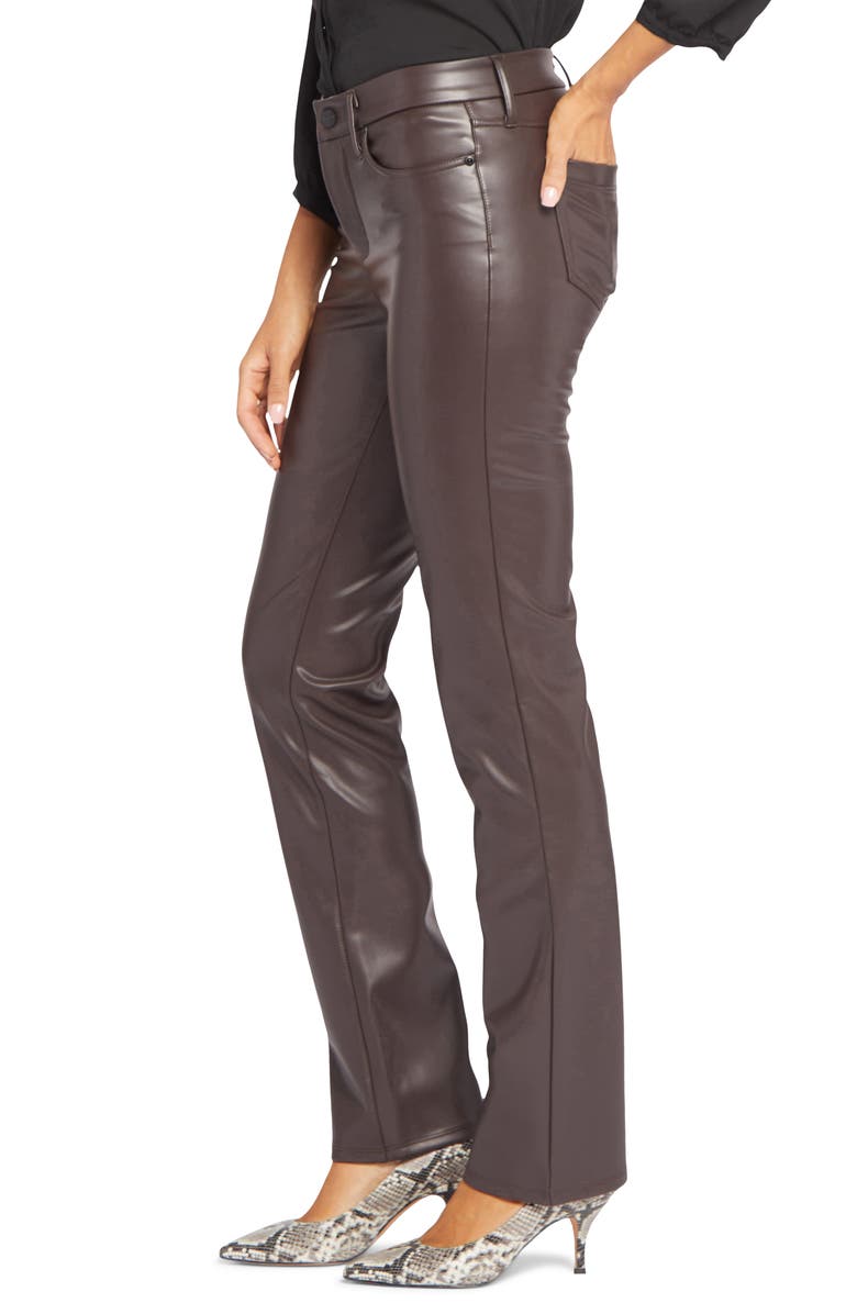 NYDJ Marilyn Straight Leg Faux Leather Pants, Alternate, color, Cordovan