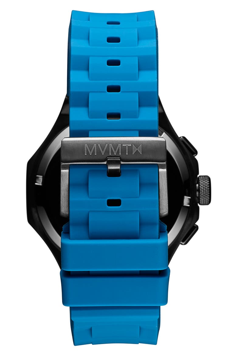 Raptor Chronograph Silicone Strap Watch, 46.5mm, Alternate, color, BLUE BLACK