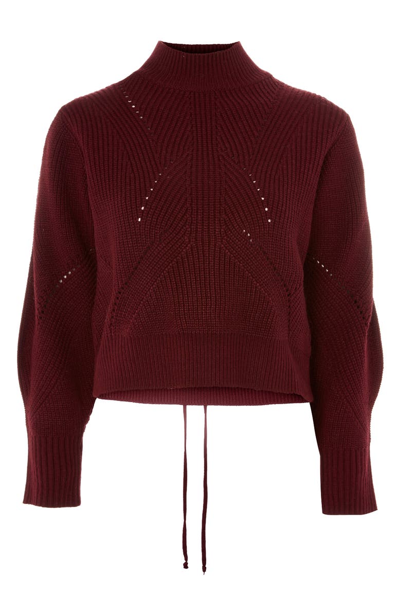 Topshop Lace-Up Back Sweater, Alternate, color, 