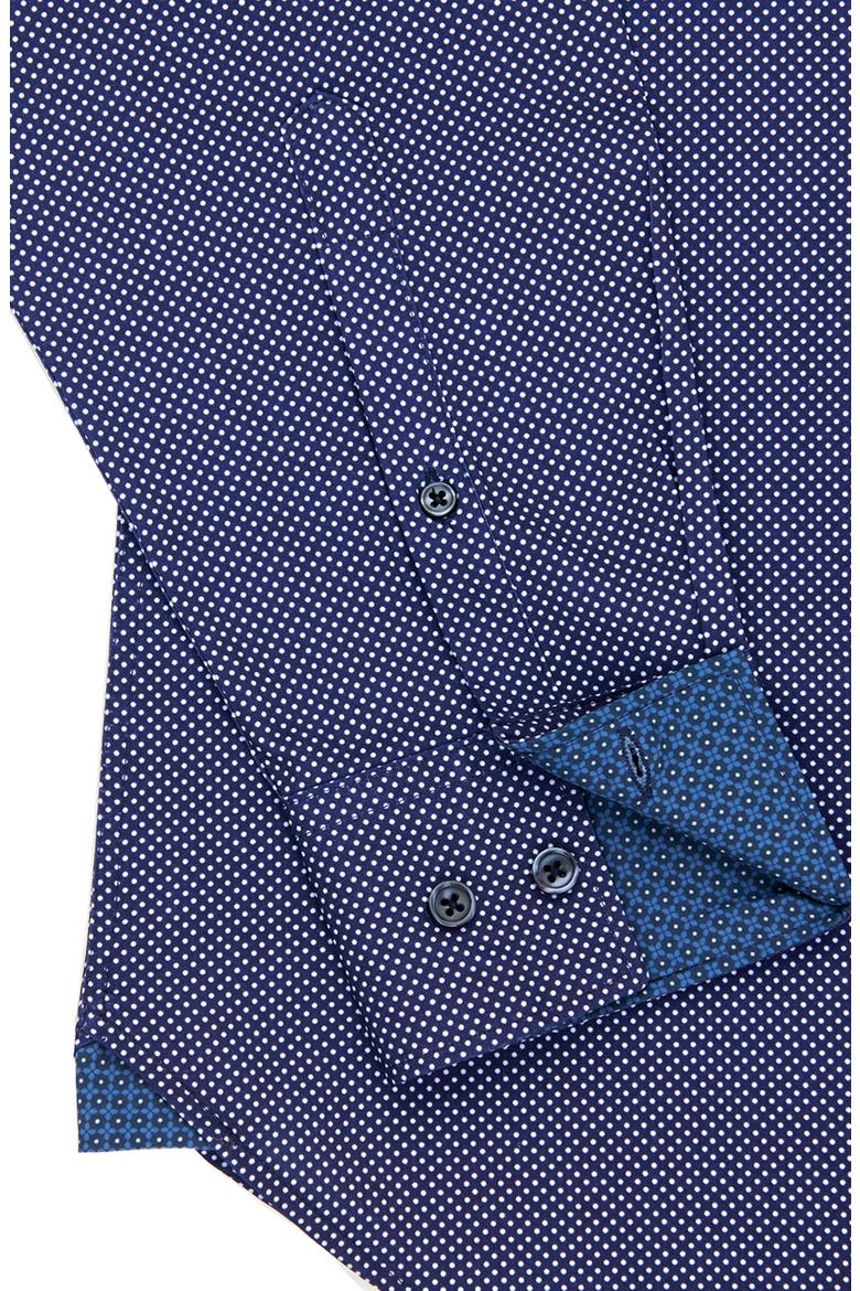 Slim Fit Microdot 4-Way Stretch Performance Button-Up Shirt, Alternate, color, NAVY