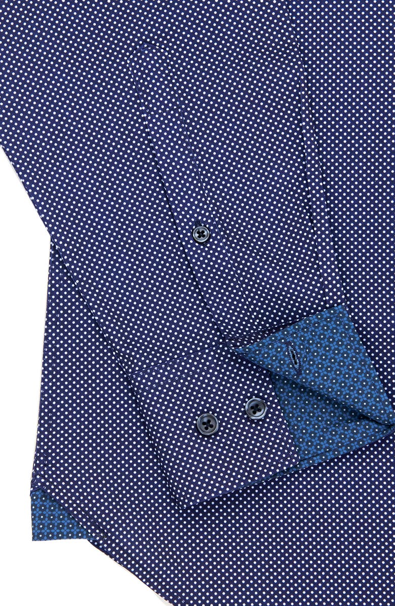 CONSTRUCT Slim Fit Microdot 4-Way Stretch Performance Button-Up Shirt, Alternate, color, Navy