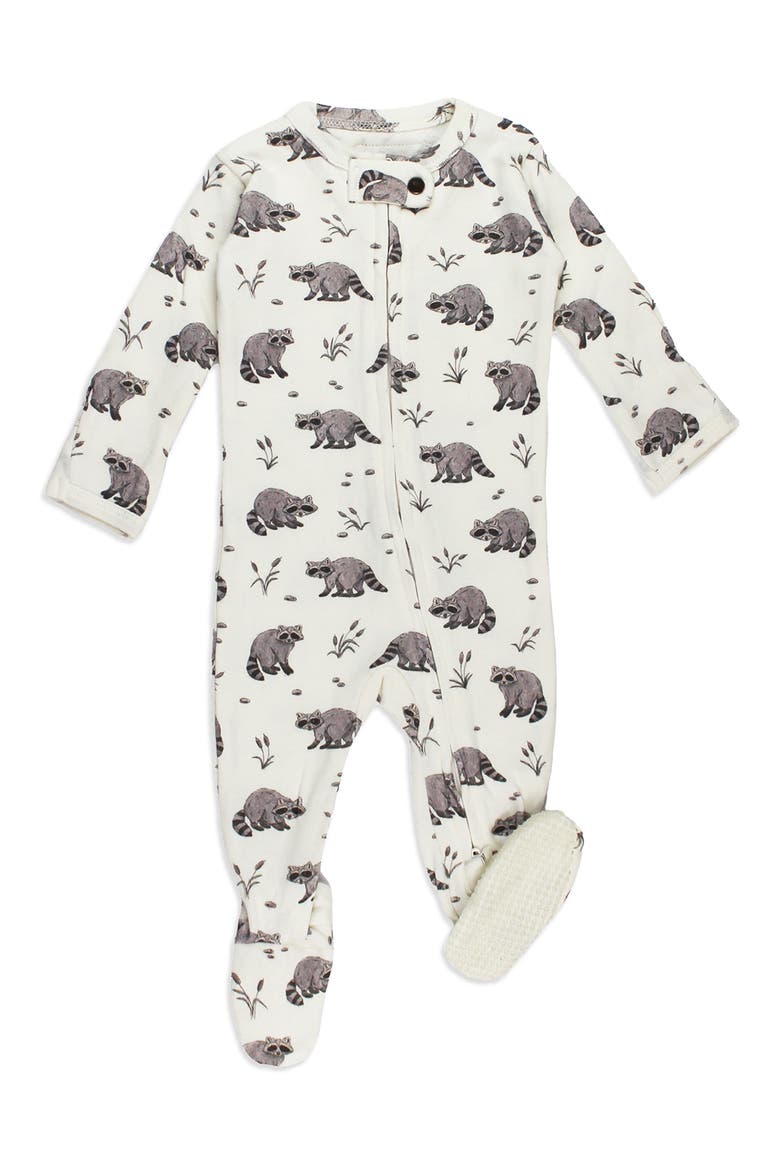 Two-Way Zip Organic Cotton Footie, Main, color, RACCOON