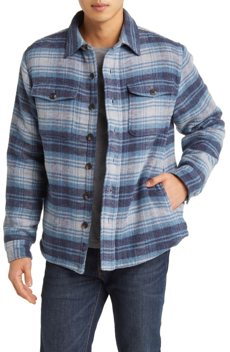 Faherty High Pile Fleece Lined Organic Cotton Blend Shirt Jacket, Main, color, 